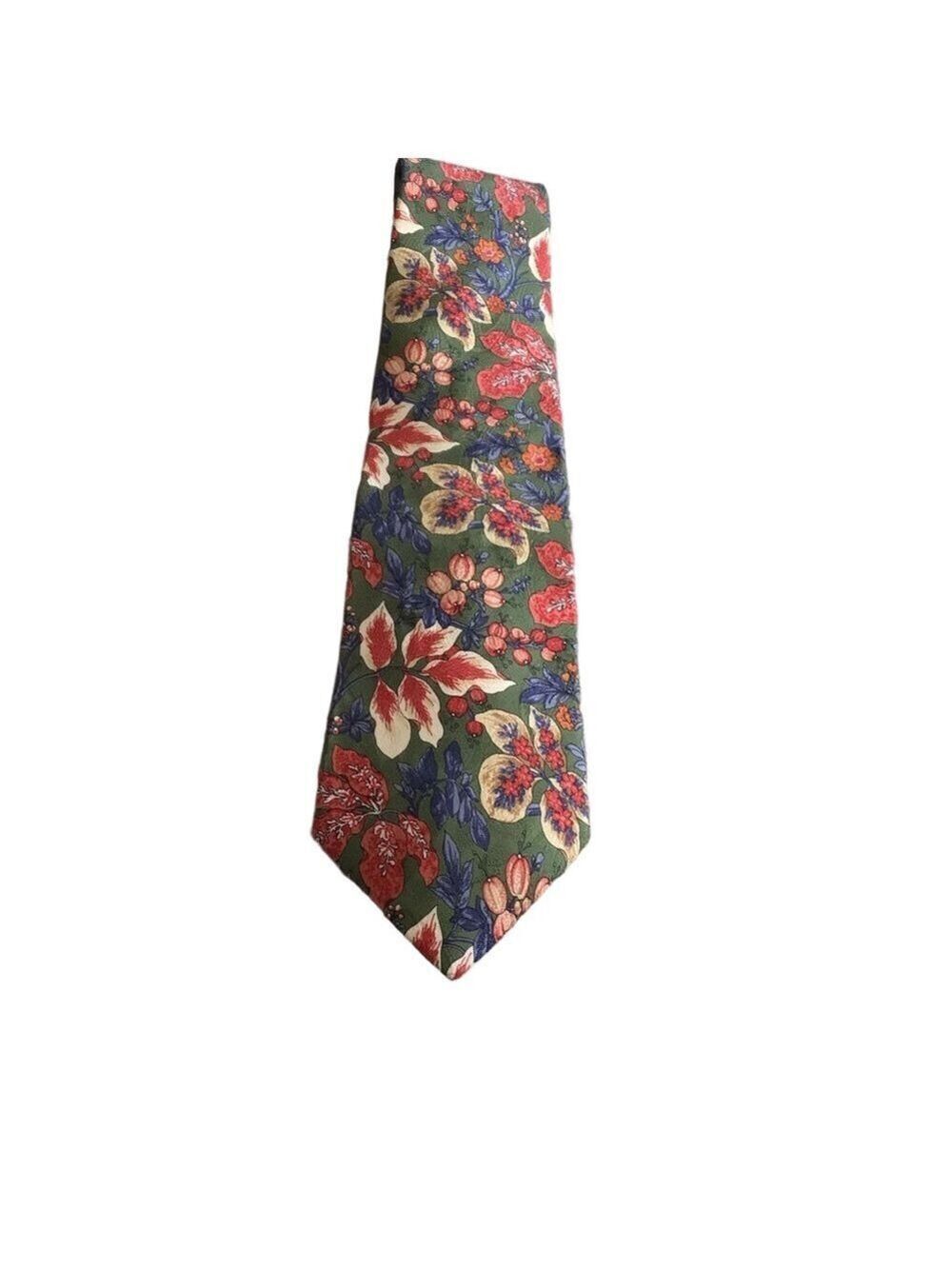 Paul Fredrick Silk Tie – Hand Printed in Italy – Vibrant Floral Green